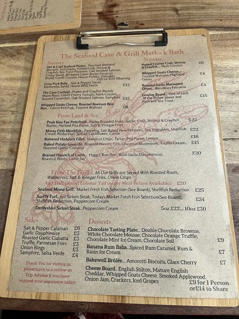 Menu_The Cave Seafood Restaurant_Cromford_image_1