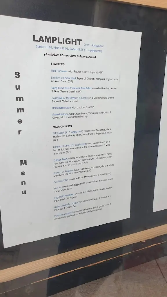 Menu_Lamplight Restaurant Ltd_Ashbourne_immagine_1