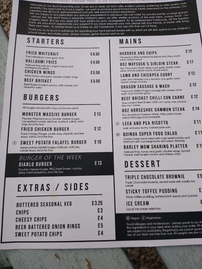 Menu_The Barley Mow_Cromford_image_4