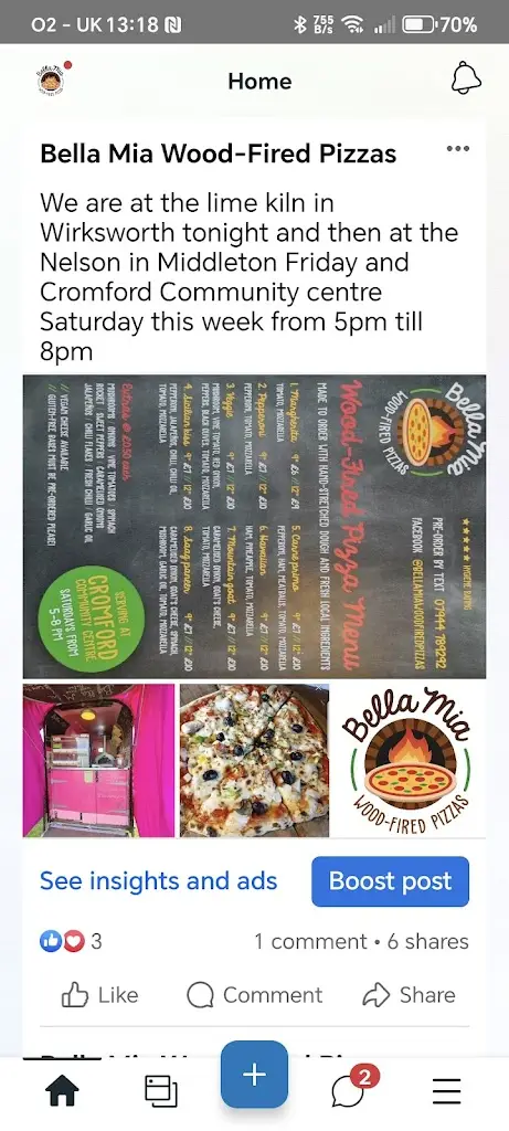 Menu_Bella Mia Wood Fired Pizzas_Cromford_image_1