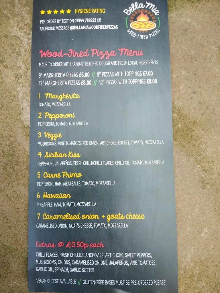 Menu_Bella Mia Wood Fired Pizzas_Cromford_image_3