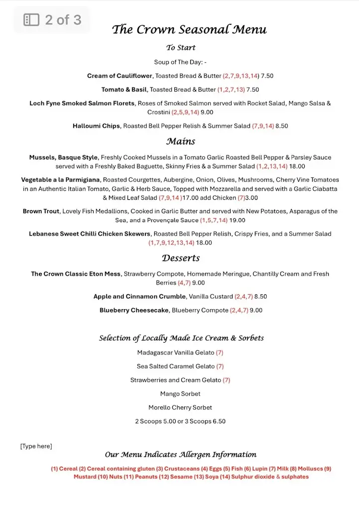 Menu_The Crown, Cuddington_Cuddington_imagen_3