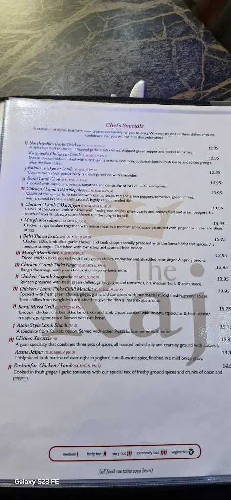 Menu_The Raj_Culcheth_image_1
