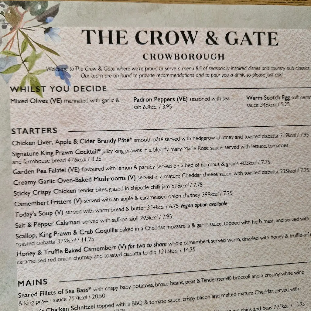 Menu_The Crow And Gate_Crowborough_image_2