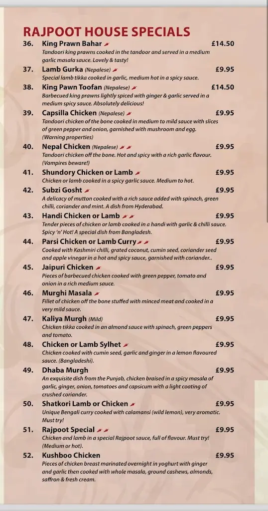 Menu_Rajpoot Indian Restaurant_Crowborough_image_3