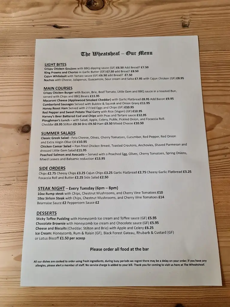 Menu_The Wheatsheaf_Crowborough_image_1