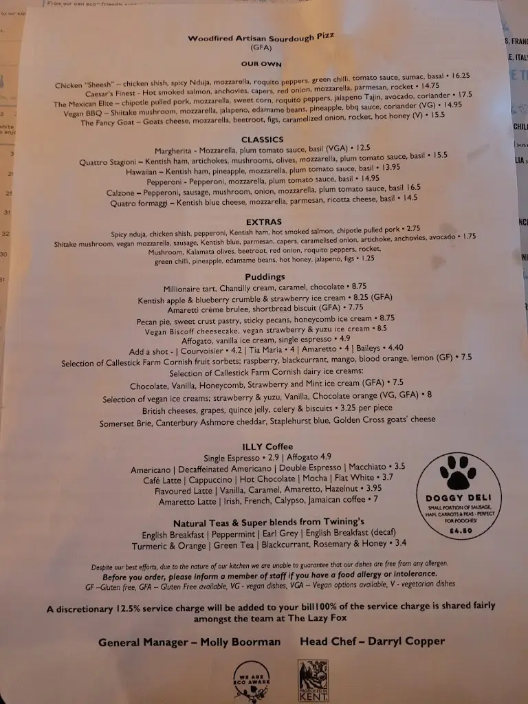 Menu_The Lazy Fox_Crowborough_image_2