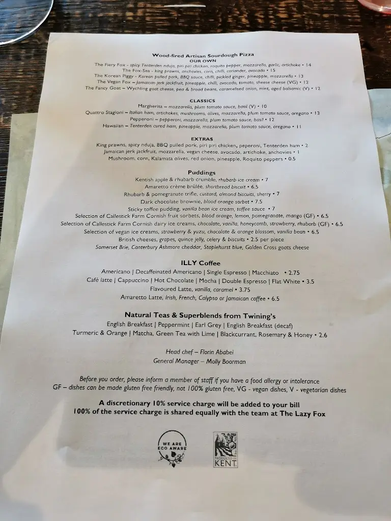 Menu_The Lazy Fox_Crowborough_image_3