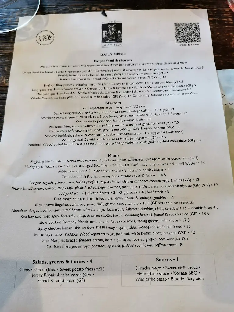 Menu_The Lazy Fox_Crowborough_image_4