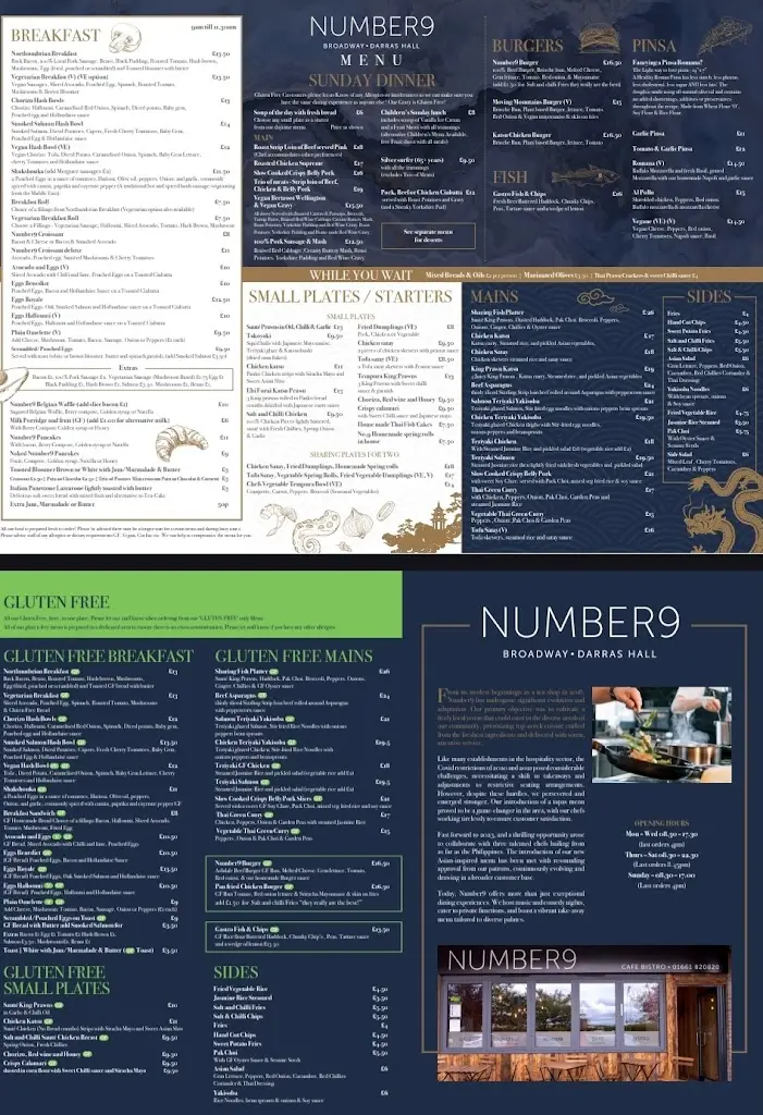 Menu_NUMBER9 Bistro_Darras Hall_image_1
