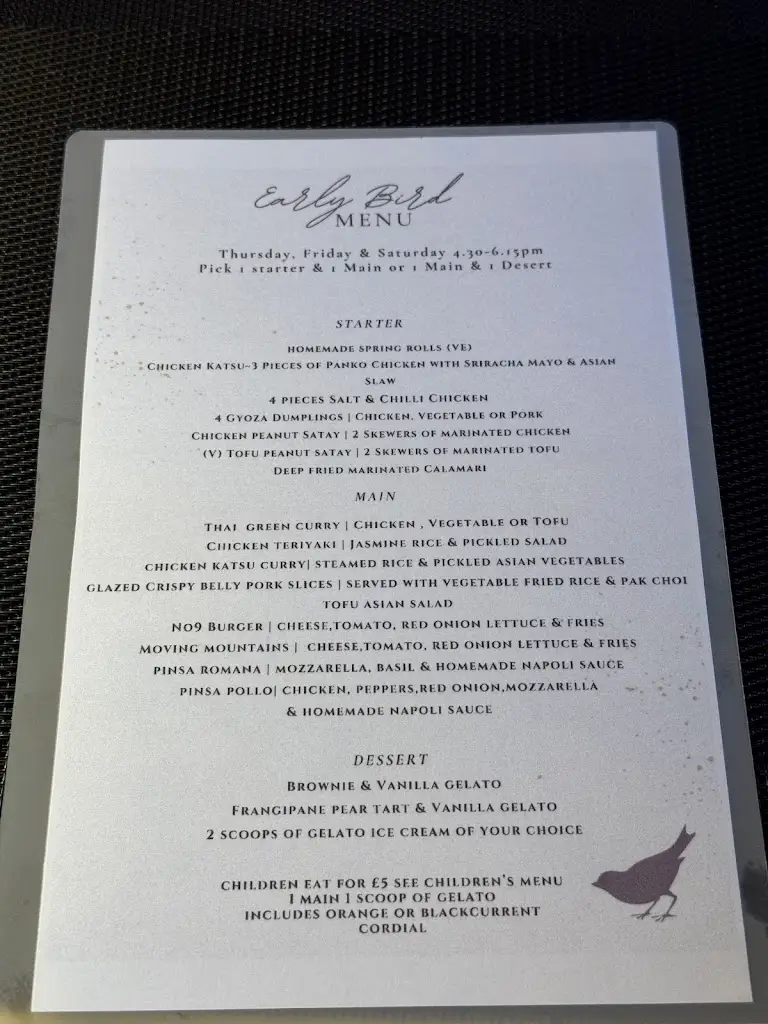 Menu_NUMBER9 Bistro_Darras Hall_image_2