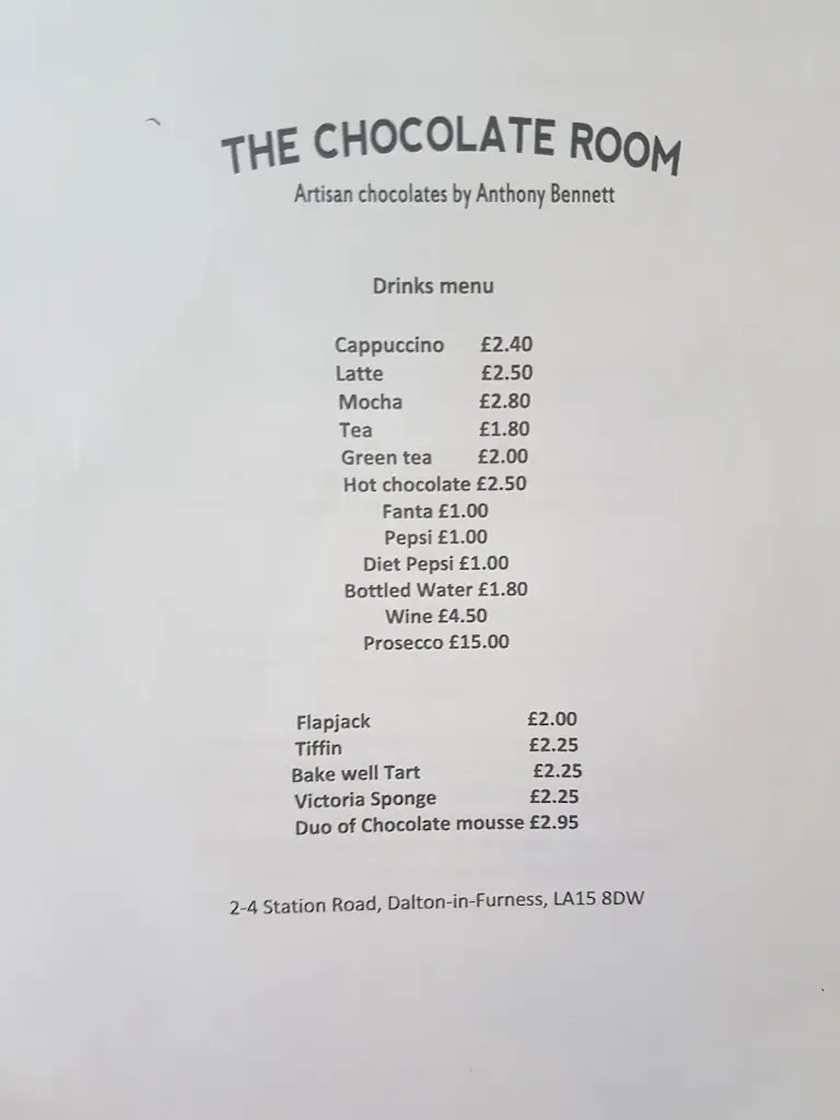 Menu_The Chocolate Room_Dalton in Furness_image_1