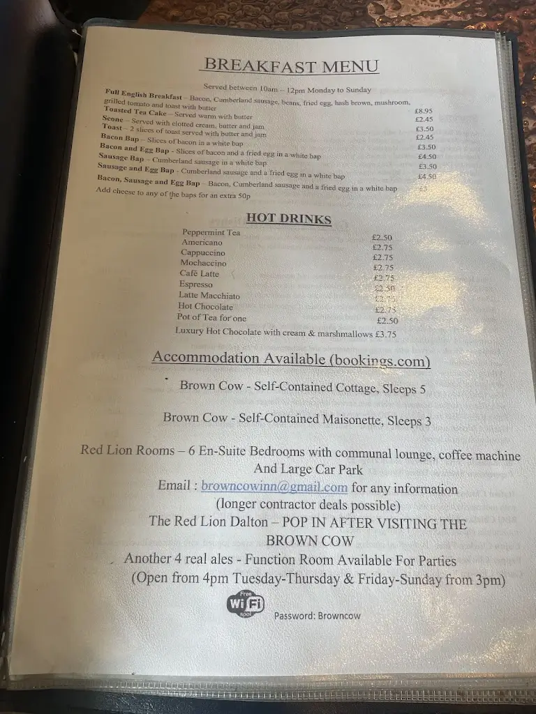 Menu_Brown Cow_Dalton in Furness_image_1