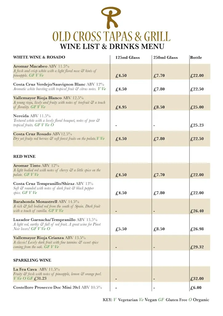 Menu_Old Cross Tapas And Grill_Ashton-under-Lyne_immagine_1