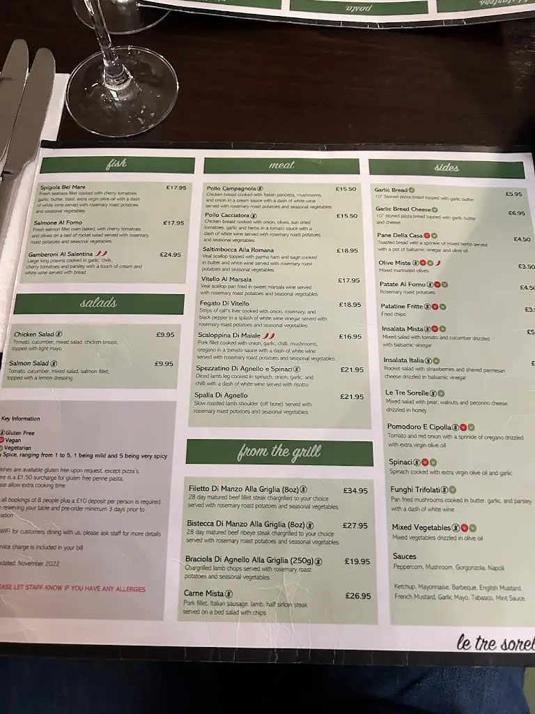 Menu_Le Tre Sorelle_Dartford_immagine_1