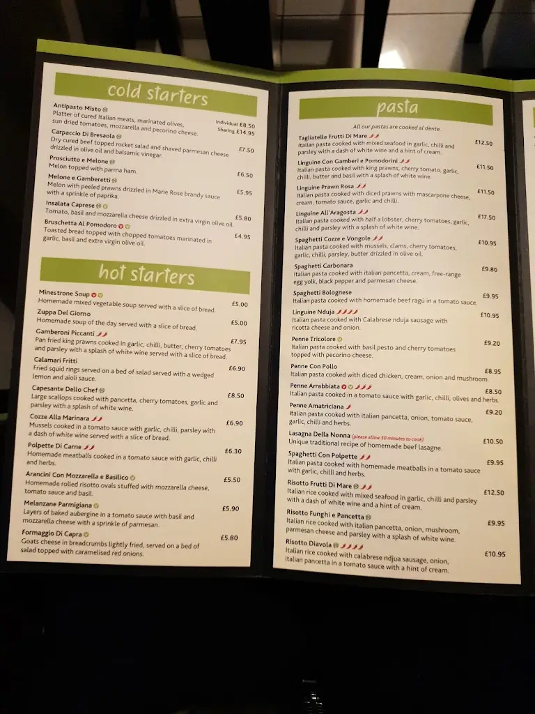 Menu_Le Tre Sorelle_Dartford_immagine_3