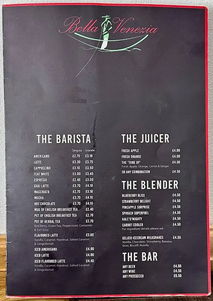 Menu_Bella Venezia_Dartford_image_1