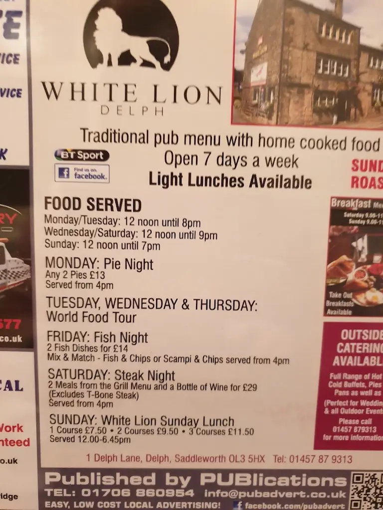 Menu_The White Lion_Delph_image_3