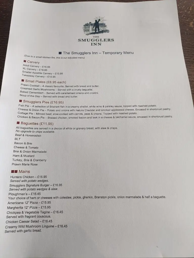 Menu_The Smugglers Inn_Dawlish_imagen_1