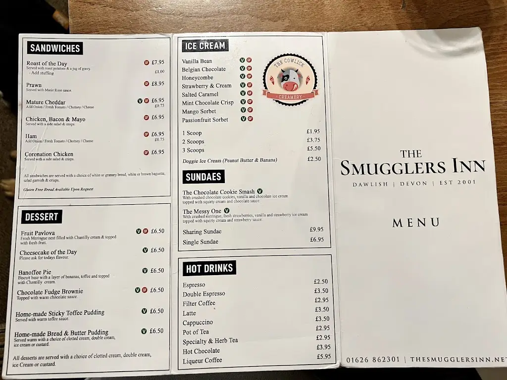 Menu_The Smugglers Inn_Dawlish_imagen_3