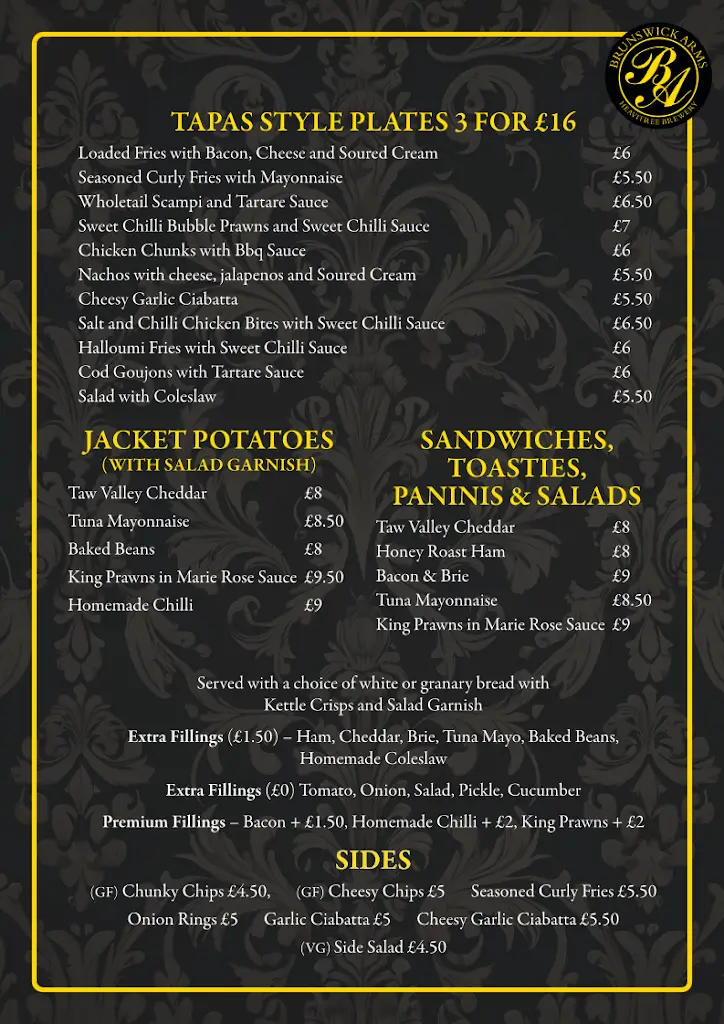 Menu_Brunswick Arms_Dawlish_image_1