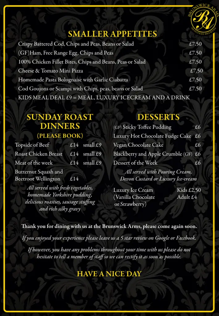 Menu_Brunswick Arms_Dawlish_image_3