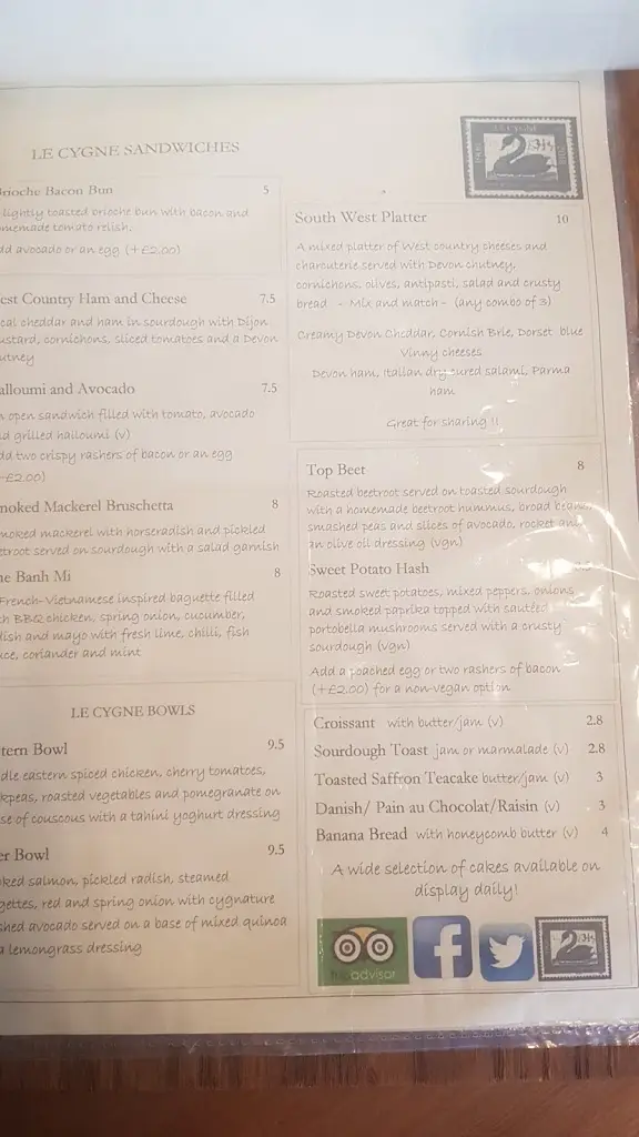Menu_Le Cygne_Dawlish_image_4