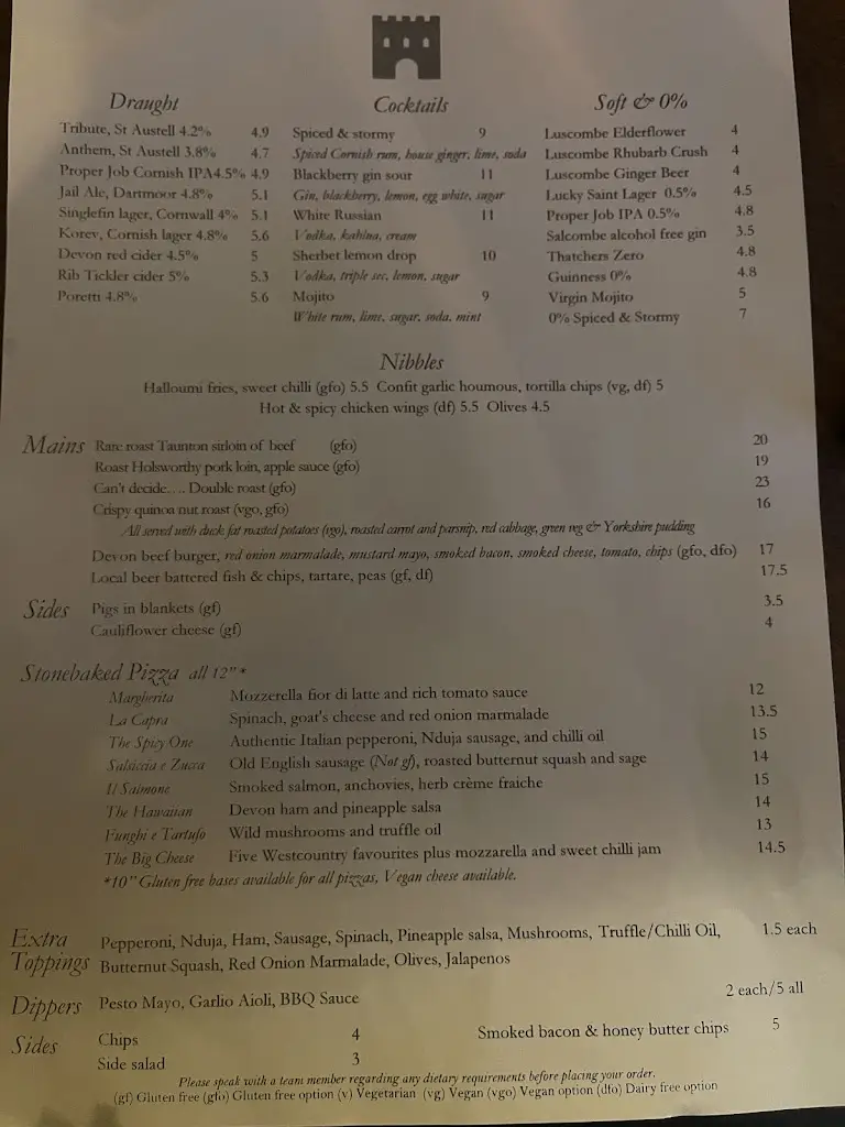 Menu_The Castle Inn_Dawlish_image_1