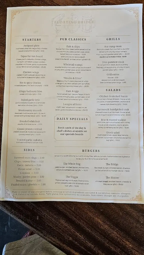 Menu_The Floating Bridge_Dartmouth_immagine_3