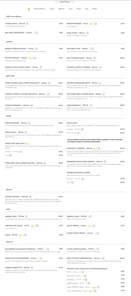 Menu_The Royal Castle_Dartmouth_imagen_1