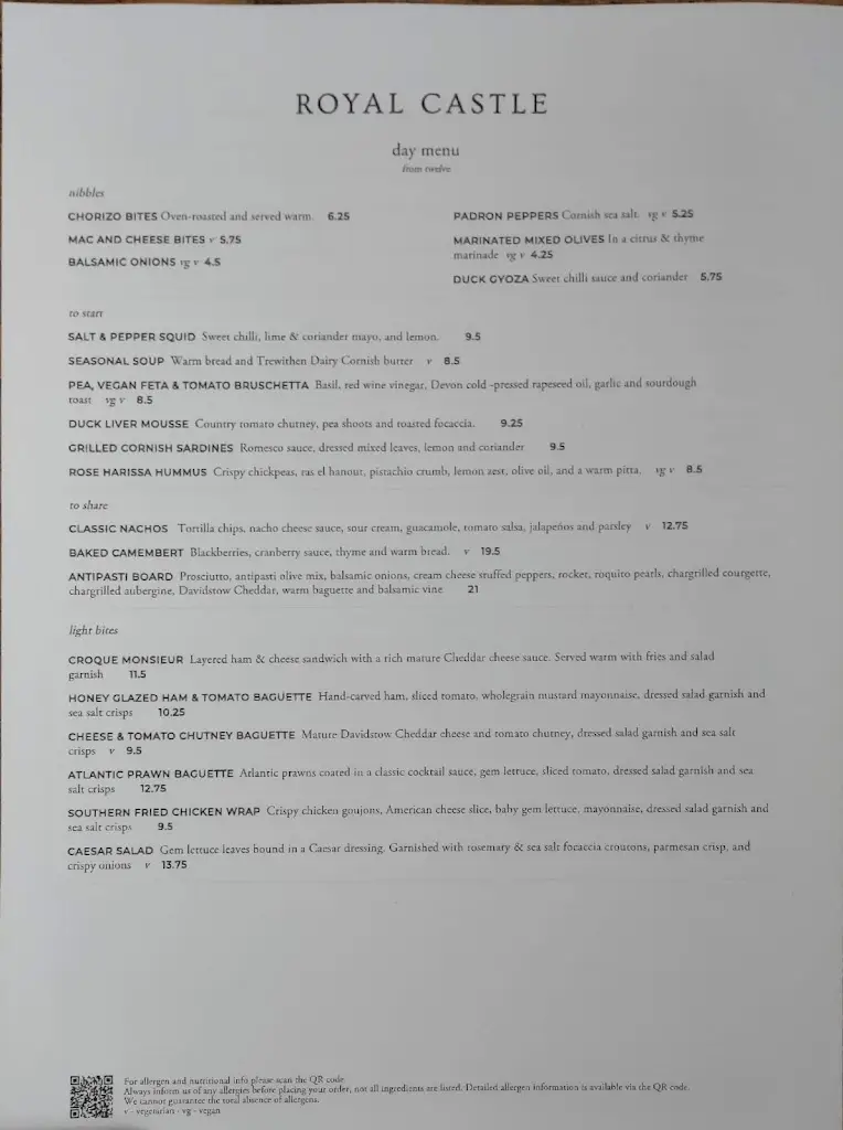 Menu_The Royal Castle_Dartmouth_imagen_3