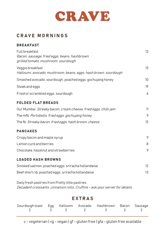 Menu_Crave restaurant_Devon_image_2