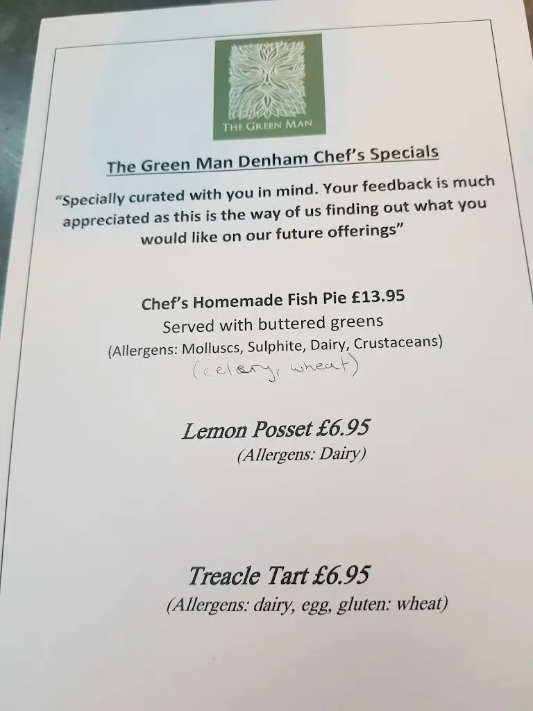 Menu_The Green Man_Denham_image_1
