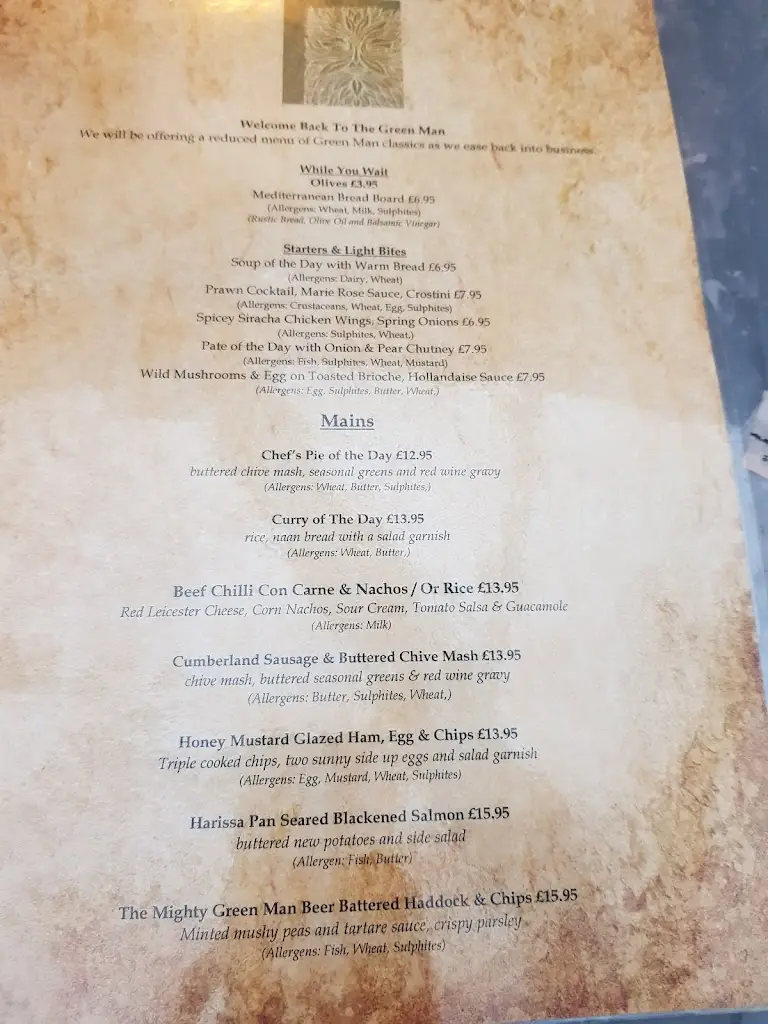 Menu_The Green Man_Denham_image_2