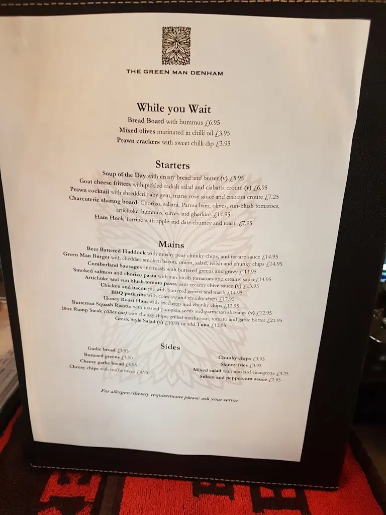 Menu_The Green Man_Denham_image_3