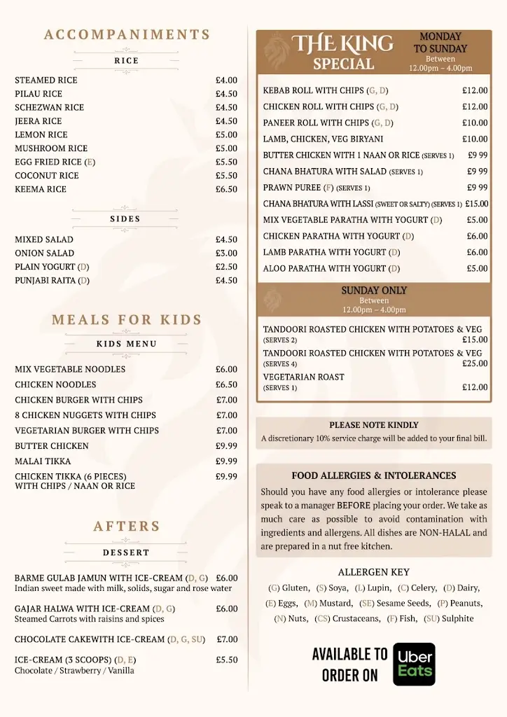 Menu_The King Denham_Denham_image_3