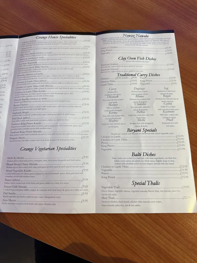 Menu_The Grange Indian Restaurant_Deanshanger_image_1