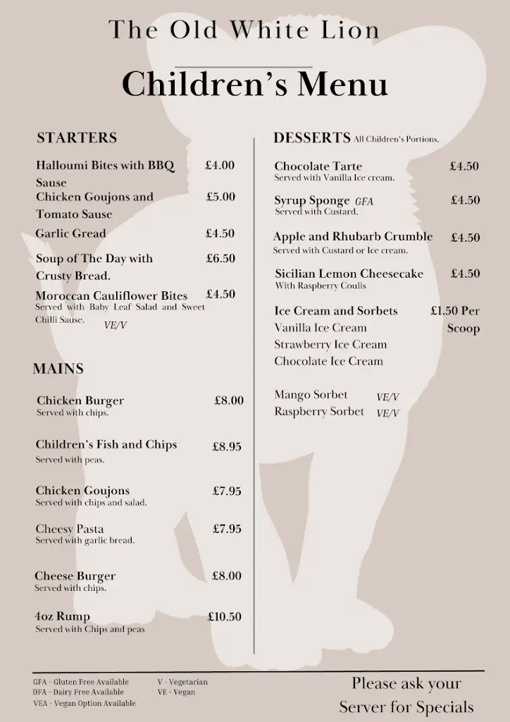 Menu_The Old White Lion at Wicken_Deanshanger_image_1