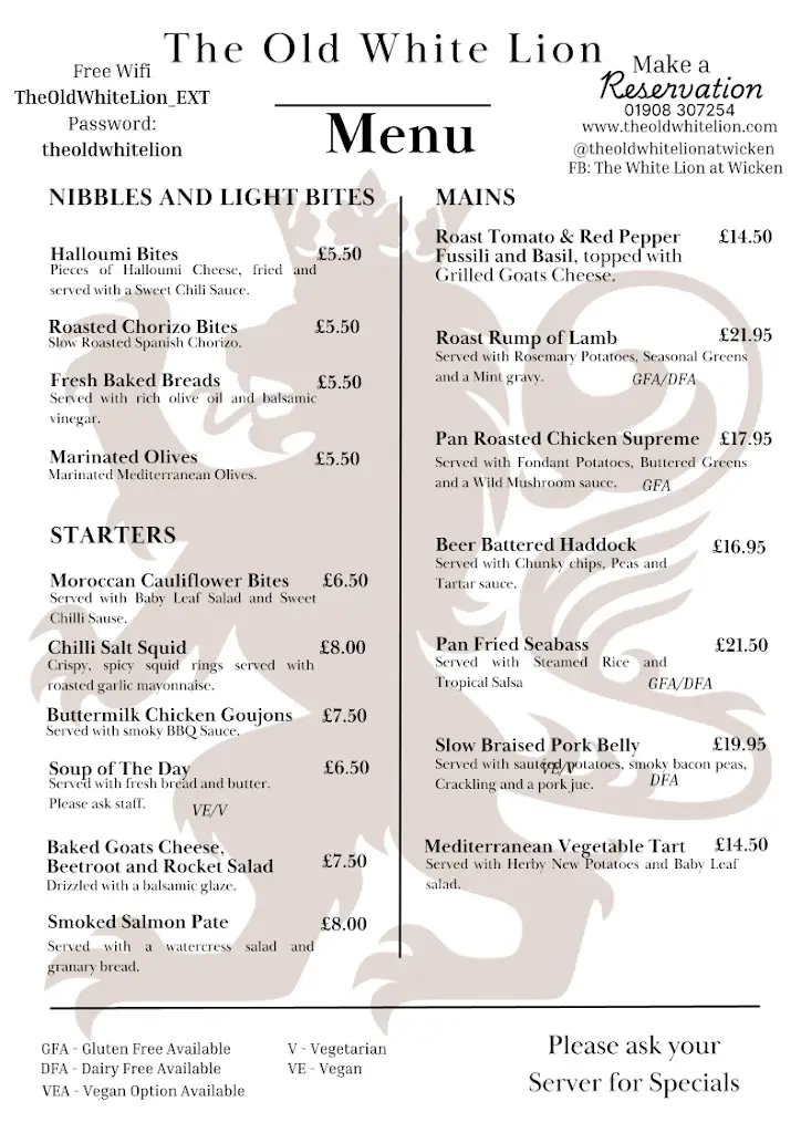 Menu_The Old White Lion at Wicken_Deanshanger_image_2