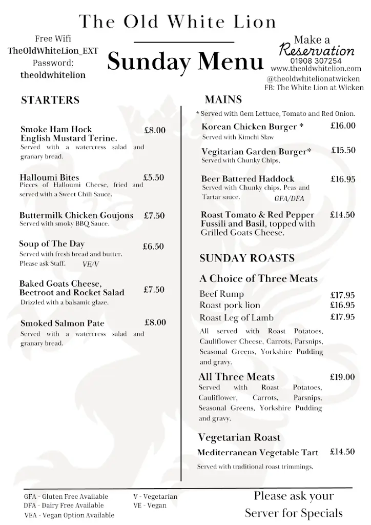 Menu_The Old White Lion at Wicken_Deanshanger_image_3