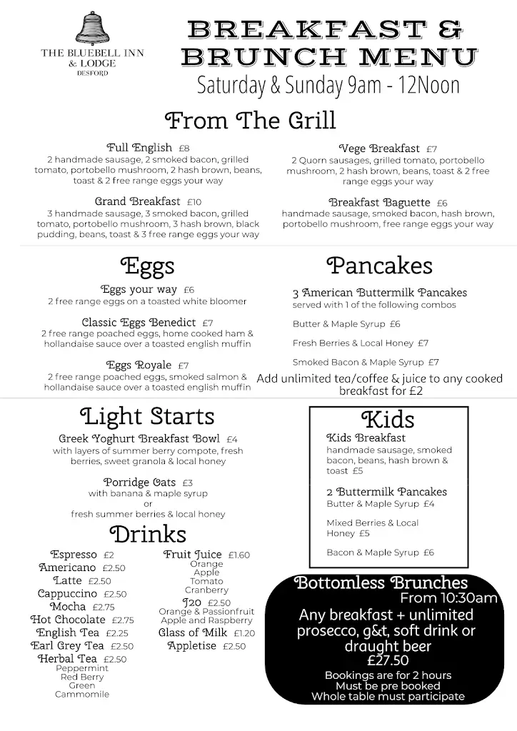 Menu_The Bluebell Inn and Lodge_Desford_image_1
