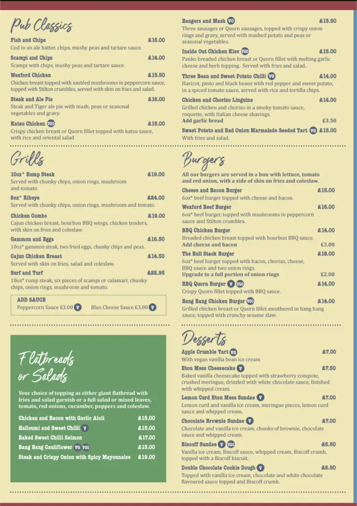 Menu_The Bulls Head_Desford_image_2
