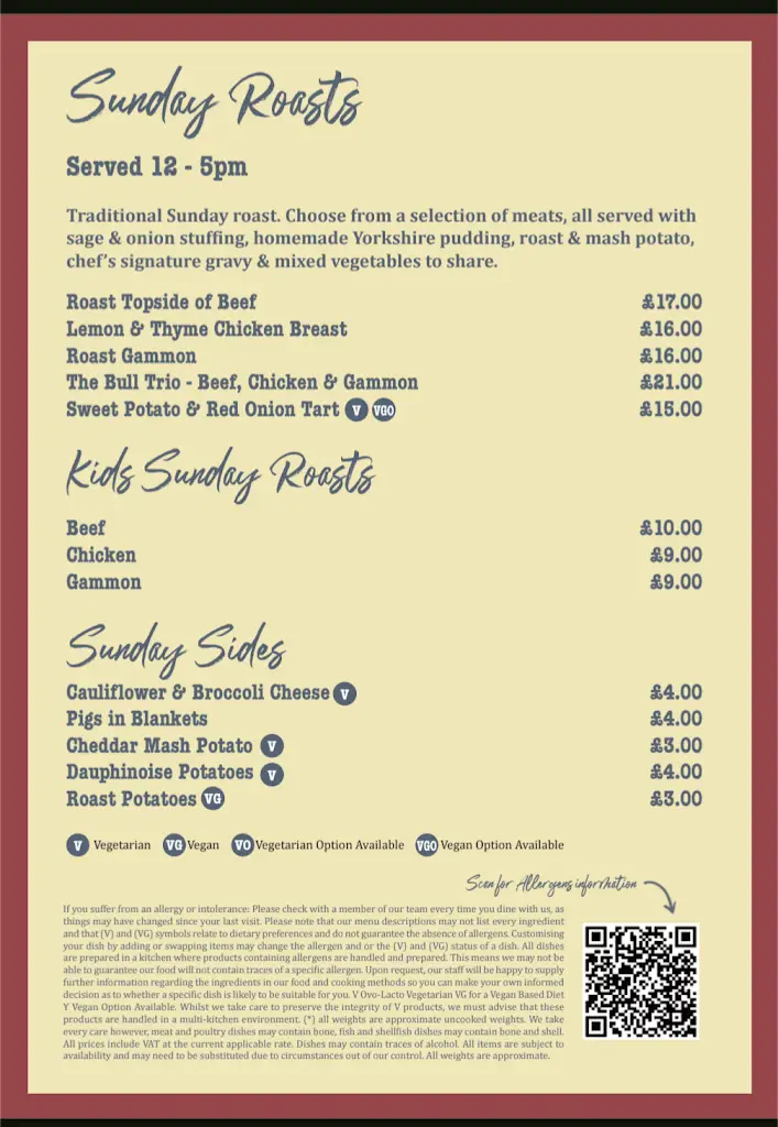 Menu_The Bulls Head_Desford_image_4