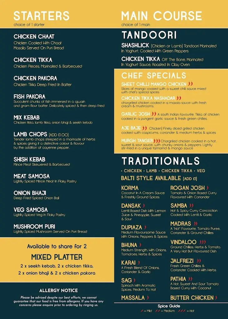 Menu_SHOLAY INDIAN RESTAURANT DARWEN_Darwen_image_1