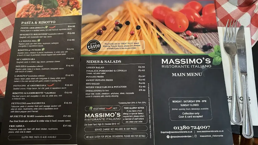 Menu_Massimo’s Ristorante Italiano_Devizes_image_1