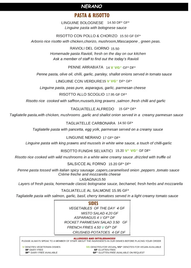 Menu_Nerano Italian Restaurant, Devizes_Devizes_image_1