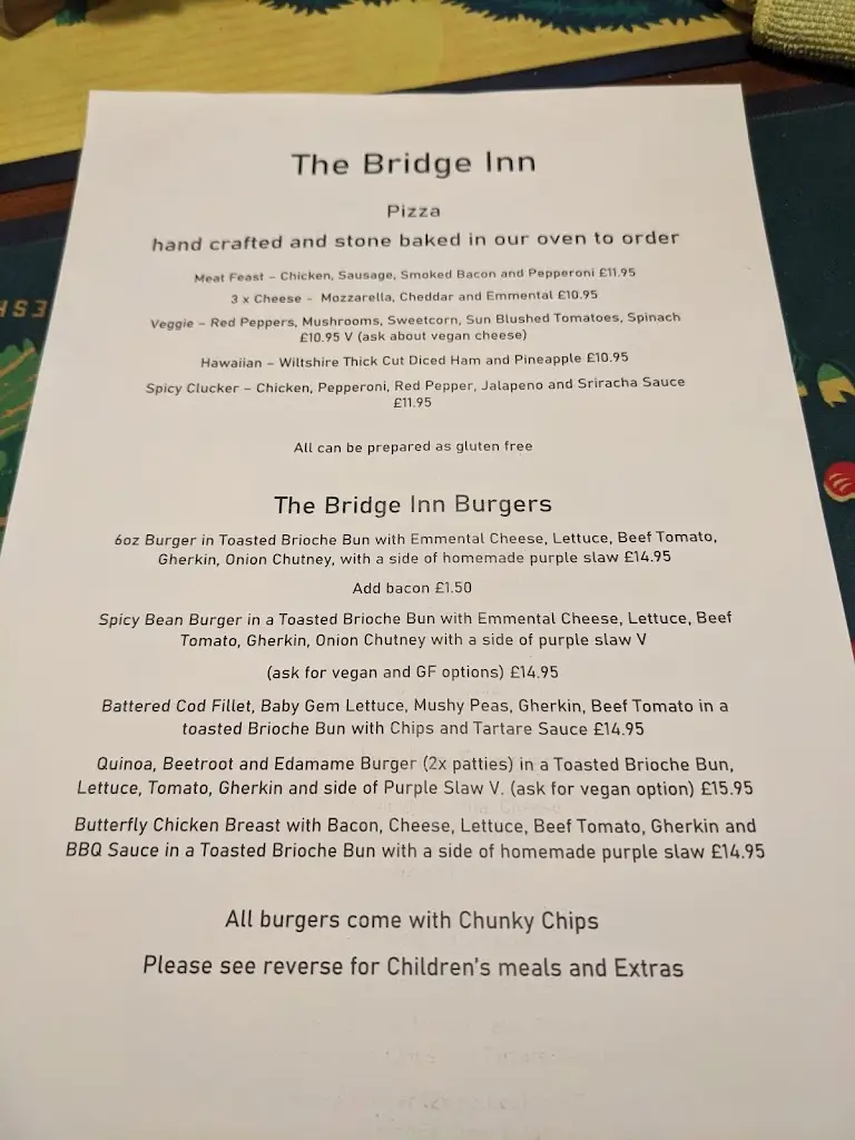 Menu_The Bridge Inn_Devizes_image_1