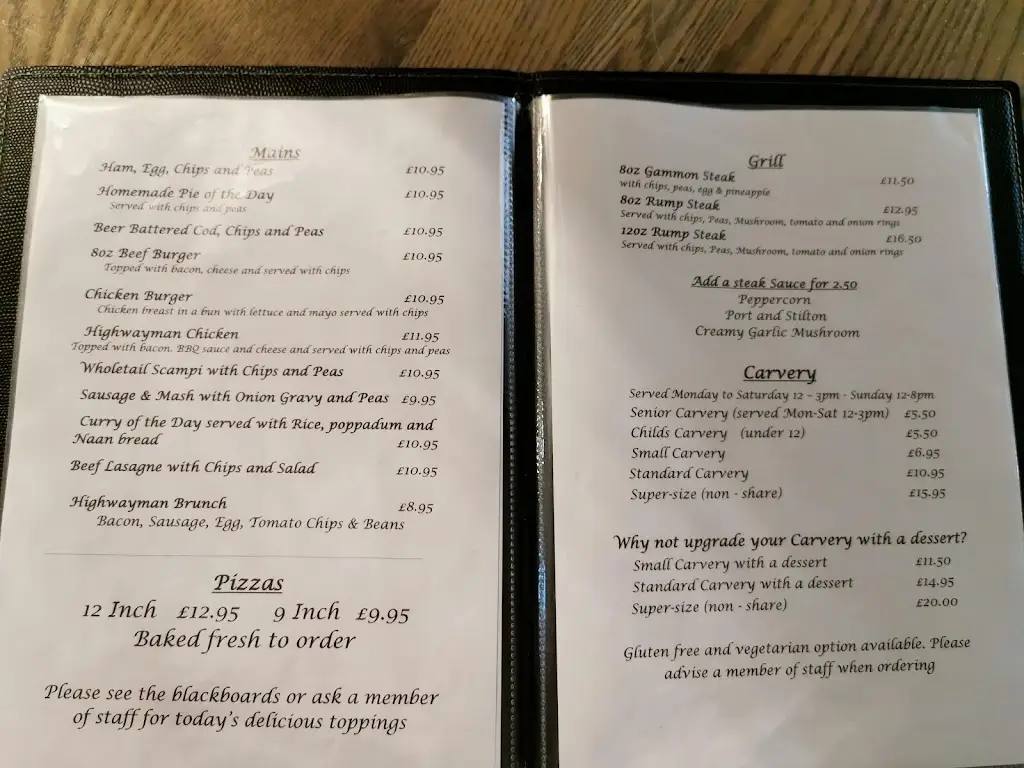 Menu_The Highwayman_Dobwalls_immagine_2