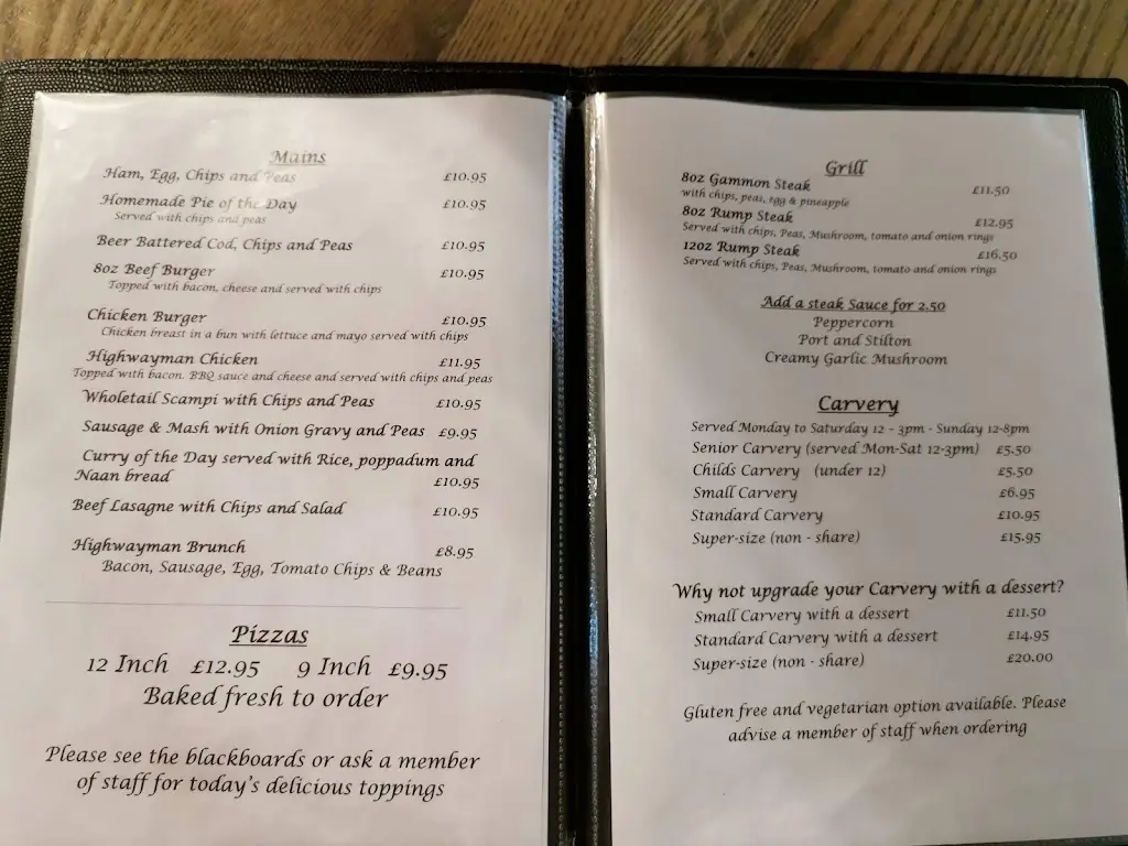 Menu_The Highwayman_Dobwalls_immagine_3