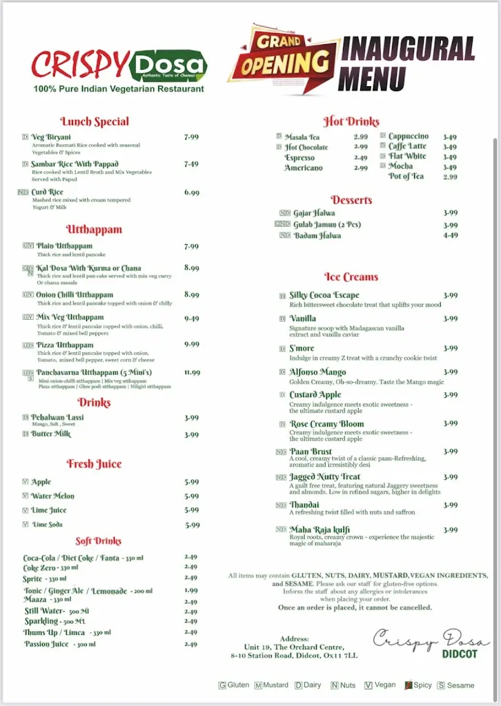 Menu_Crispy Dosa Didcot_Didcot_immagine_2